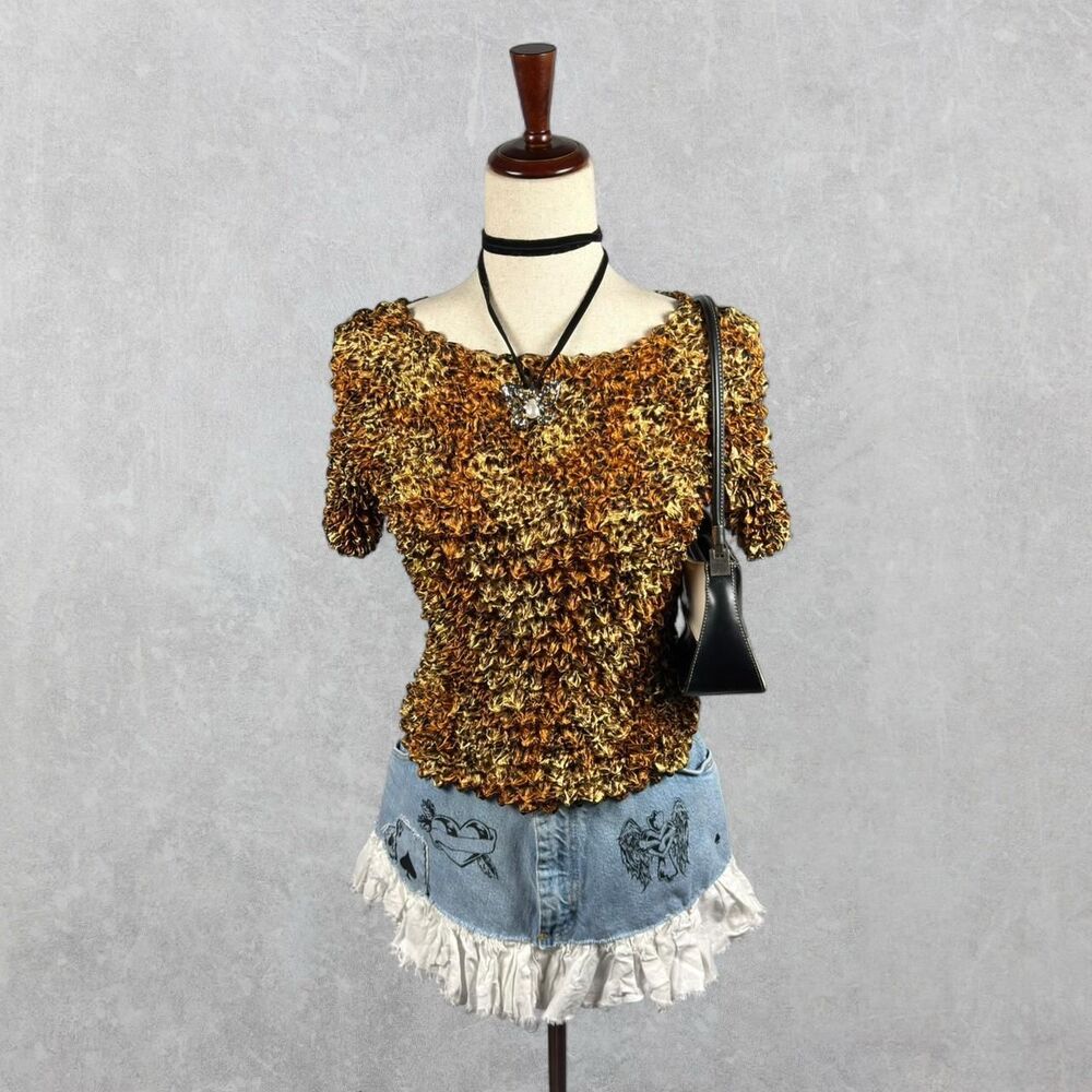 Vintage French Connection Leopard Print Popcorn Bubble Top